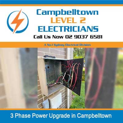 Open 3 phase electrical meter box showing wiring and connections in outdoor enclosure in Campbelltown