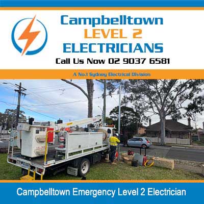 Emergency utility truck parked on residential street in Campbelltown