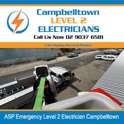 Emergency utility truck with elevated platform on street in Campbelltown