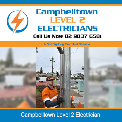 Level 2 electrician working at power pole in Campbelltown